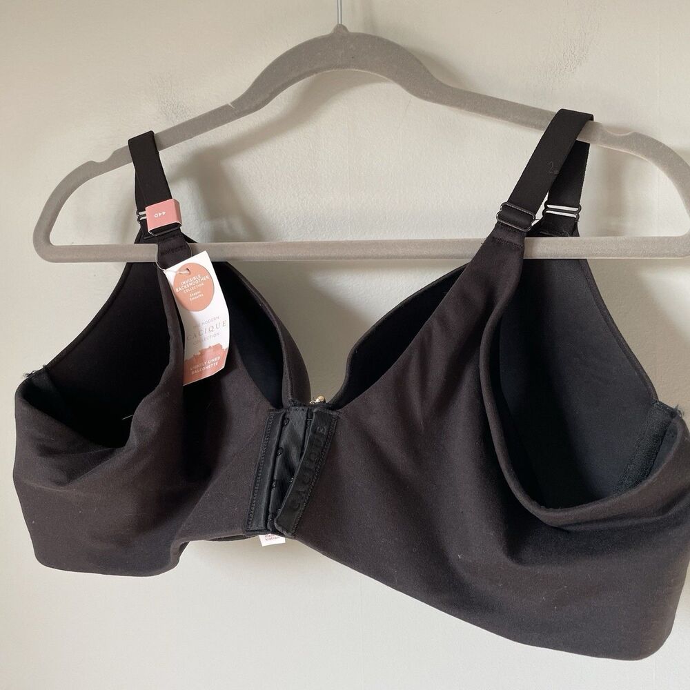 Cacique Back Smoother Lightly Lined Balconette Underwire Bra Black Size 44D NEW - Picture 4 of 10